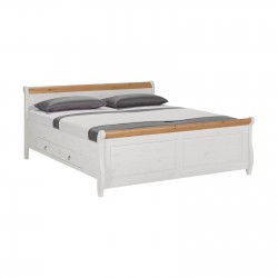 Кровать двуспальная Мальта 160 с ящиками (белый воск + антик)