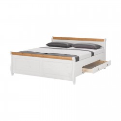 Кровать двуспальная Мальта 200 с ящиками (белый воск + антик)